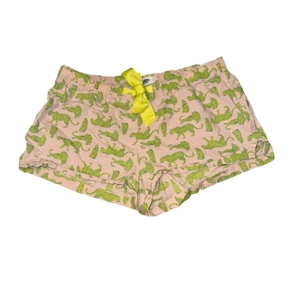 Old Navy Pink & Green Cheetah Pajama Shorts